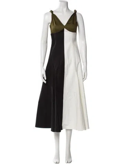 Pre-owned La Ligne V-neck Long Dress W/ Tags In Black