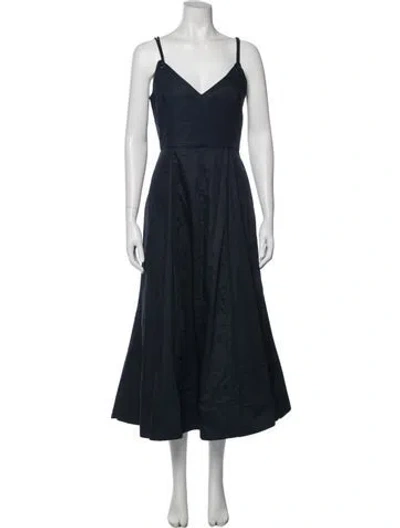 Pre-owned La Ligne V-neck Long Dress W/ Tags In Blue
