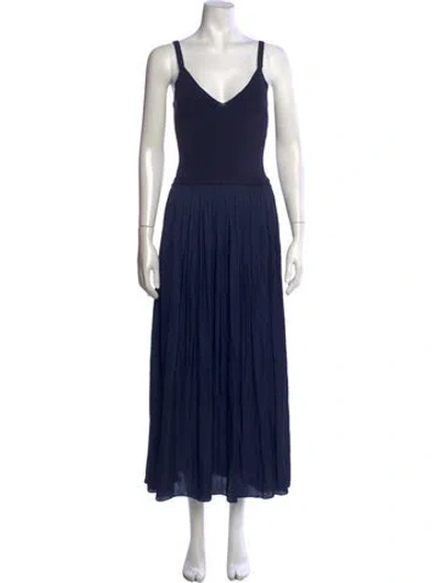 Pre-owned La Ligne V-neck Long Dress W/ Tags In Blue