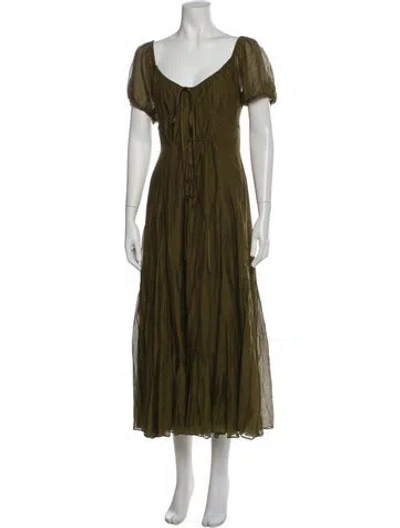Pre-owned La Ligne V-neck Long Dress W/ Tags In Green