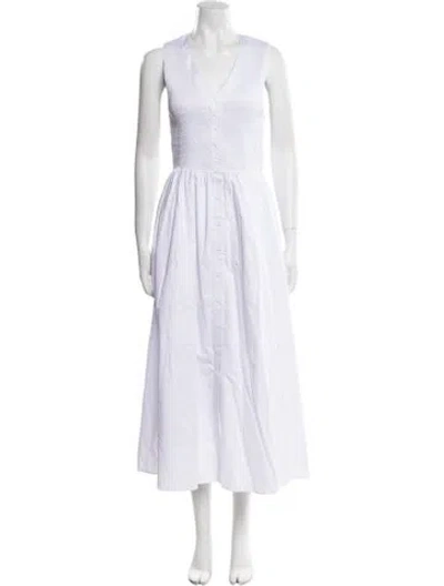 Pre-owned La Ligne V-neck Long Dress In White