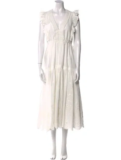 Pre-owned La Ligne V-neck Long Dress In White
