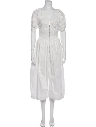 Pre-owned La Ligne V-neck Long Dress In White