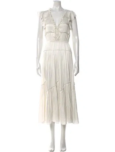 Pre-owned La Ligne V-neck Long Dress In White