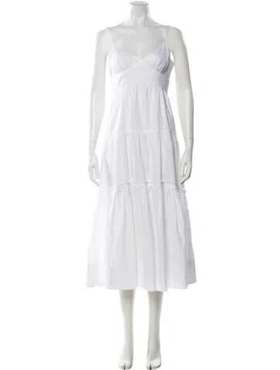 Pre-owned La Ligne V-neck Long Dress In White