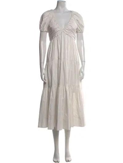 Pre-owned La Ligne V-neck Long Dress In White