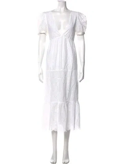 Pre-owned La Ligne V-neck Long Dress In White