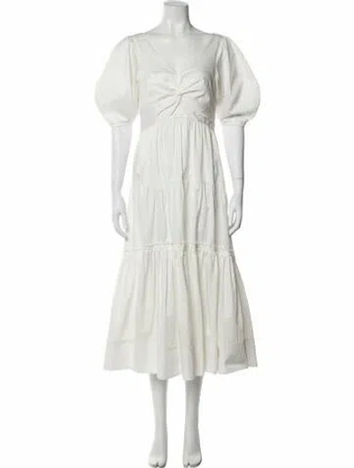 Pre-owned La Ligne V-neck Long Dress In White