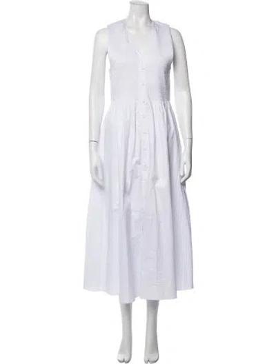Pre-owned La Ligne V-neck Long Dress In White