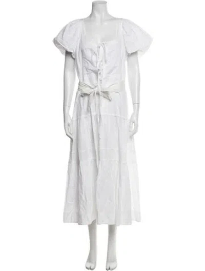 Pre-owned La Ligne V-neck Long Dress In White