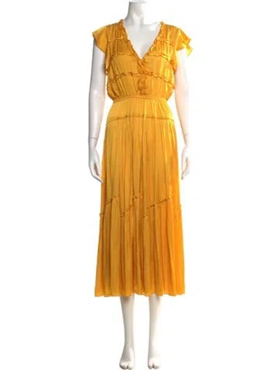 Pre-owned La Ligne V-neck Long Dress In Yellow