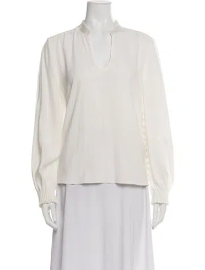 Pre-owned La Ligne V-neck Long Sleeve Blouse In White