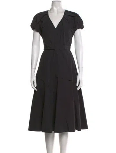 Pre-owned La Ligne V-neck Midi Length Dress In Black
