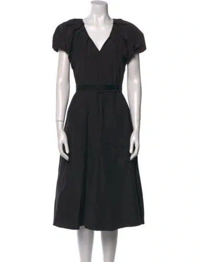 Pre-owned La Ligne V-neck Midi Length Dress In Black