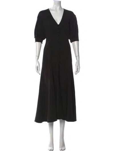 Pre-owned La Ligne V-neck Midi Length Dress In Black