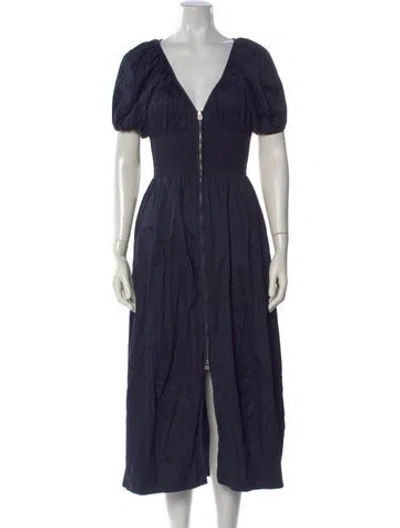 Pre-owned La Ligne V-neck Midi Length Dress In Blue