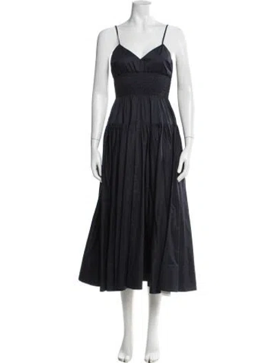 Pre-owned La Ligne V-neck Midi Length Dress In Blue