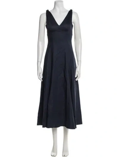 Pre-owned La Ligne V-neck Midi Length Dress In Blue