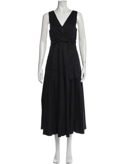Pre-owned La Ligne V-neck Midi Length Dress In Blue