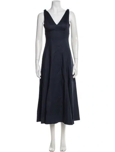 Pre-owned La Ligne V-neck Midi Length Dress In Blue