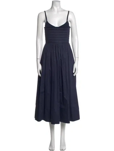 Pre-owned La Ligne V-neck Midi Length Dress In Blue