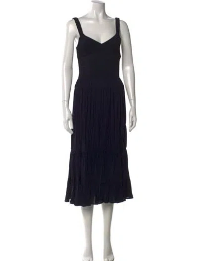 Pre-owned La Ligne V-neck Midi Length Dress In Blue