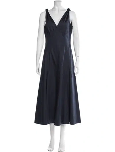 Pre-owned La Ligne V-neck Midi Length Dress In Blue