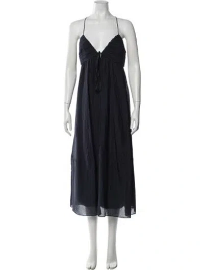 Pre-owned La Ligne V-neck Midi Length Dress In Blue