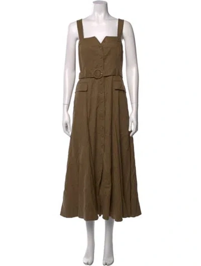 Pre-owned La Ligne V-neck Midi Length Dress In Brown