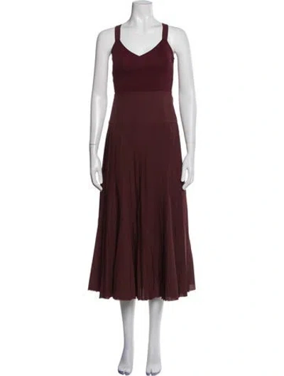 Pre-owned La Ligne V-neck Midi Length Dress In Burgundy