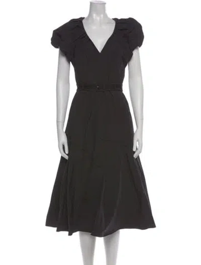 Pre-owned La Ligne V-neck Midi Length Dress In Gray