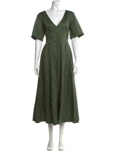 Pre-owned La Ligne V-neck Midi Length Dress In Green