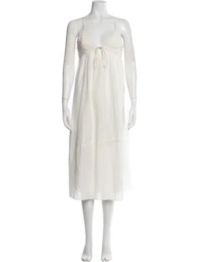 Pre-owned La Ligne V-neck Midi Length Dress In Neutral