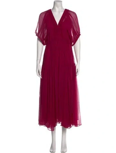 Pre-owned La Ligne V-neck Midi Length Dress In Pink