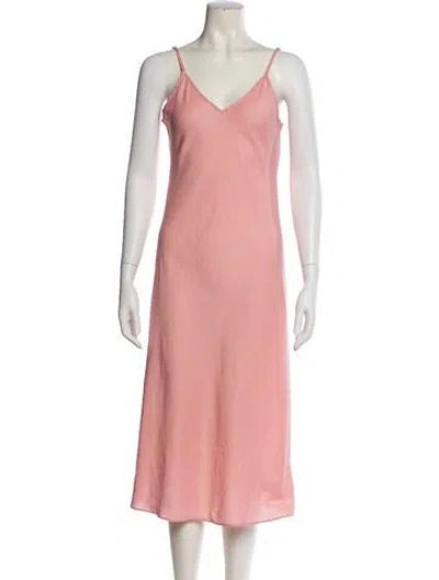 Pre-owned La Ligne V-neck Midi Length Dress In Pink