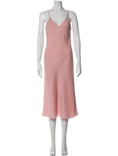 Pre-owned La Ligne V-neck Midi Length Dress In Pink