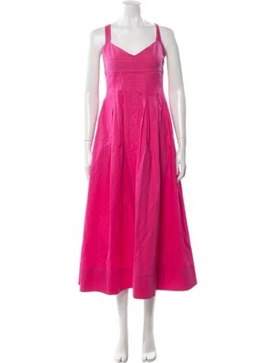 Pre-owned La Ligne V-neck Midi Length Dress In Pink