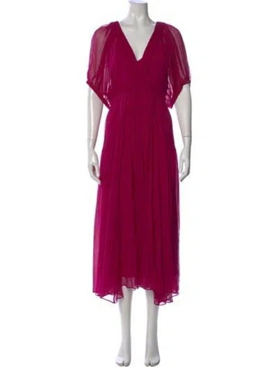 Pre-owned La Ligne V-neck Midi Length Dress In Pink