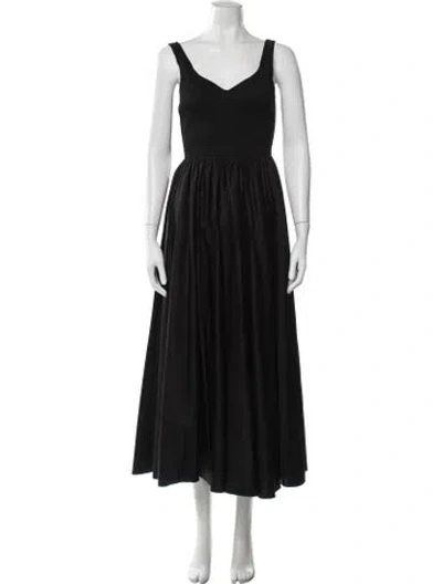 Pre-owned La Ligne V-neck Midi Length Dress W/ Tags In Black