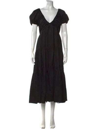 Pre-owned La Ligne V-neck Midi Length Dress W/ Tags In Black