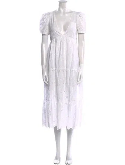 Pre-owned La Ligne V-neck Midi Length Dress In White