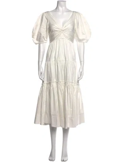 Pre-owned La Ligne V-neck Midi Length Dress In White