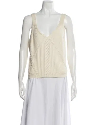 Pre-owned La Ligne V-neck Sleeveless Top In Neutral