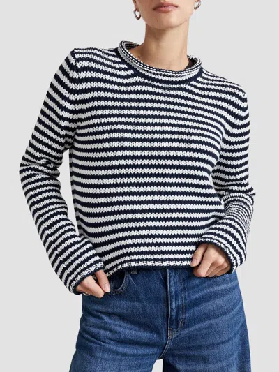 La Ligne Women's Fine Stripe Mini Marina Sweater In Navy Cream