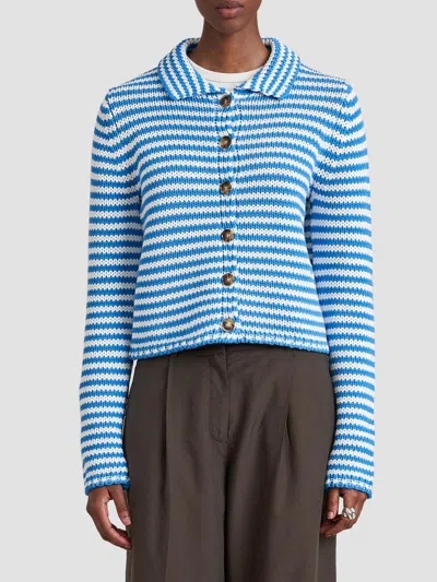 La Ligne Women's Stripe Cardigan In Blue Ivory