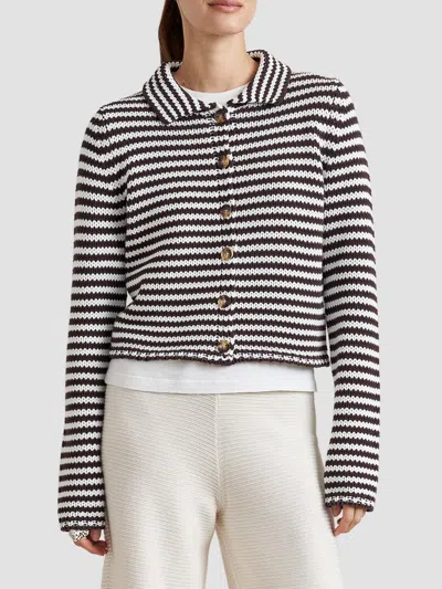 La Ligne Women's Stripe Cardigan In Chocolate Ivory