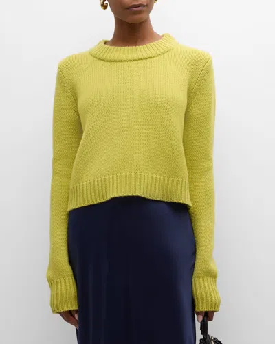 La Ligne Wool Cashmere Solid Mini Marin Sweater In Chartreuse