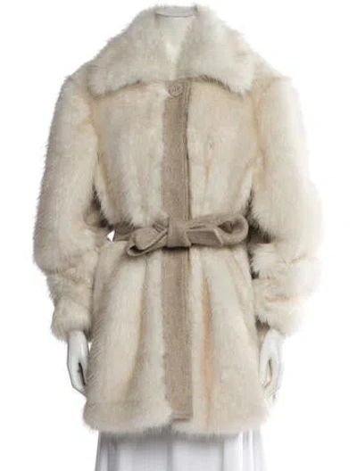 Pre-owned La Ligne Wool Faux Fur Coat In Neutral