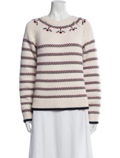 Pre-owned La Ligne Wool Striped Sweater In White