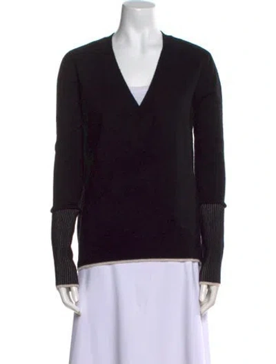 Pre-owned La Ligne Wool V-neck Sweater In Black